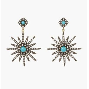 Adornia 14K Yellow Gold Plated Turquoise & Swarovski Crystal Starburst Earrings